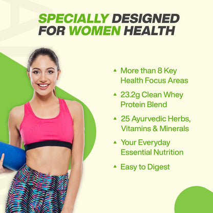 MyFitFuel Women Clean Whey Protein Powder, Chocolate Delight with Ayurvedic Herbs & Multivitamins - front view