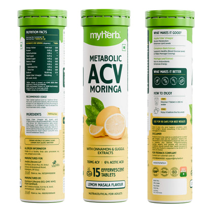 MYHERB ACV Moringa Nutritional Supplement, Effervescent Tablets, 100g, No Added Sugar, Adult Unisex - ingredients panel (16)
