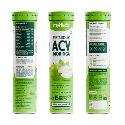 MYHERB ACV Moringa Nutritional Supplement, Effervescent Tablets, 100g, No Added Sugar, Adult Unisex - ingredients panel