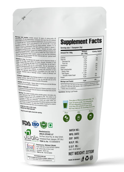 MYHERB Moringa Powder, 227g/0.5 Lbs, Fine Leaf Powder, Herbal Supplement - label detail