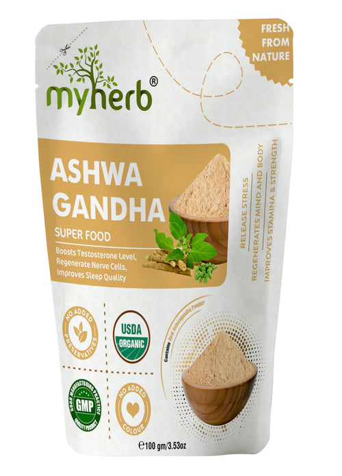 MYHERB Natural Organic Ashwagandha Powder, Herbal Supplement, 100g / 227g, Withania Somnifera