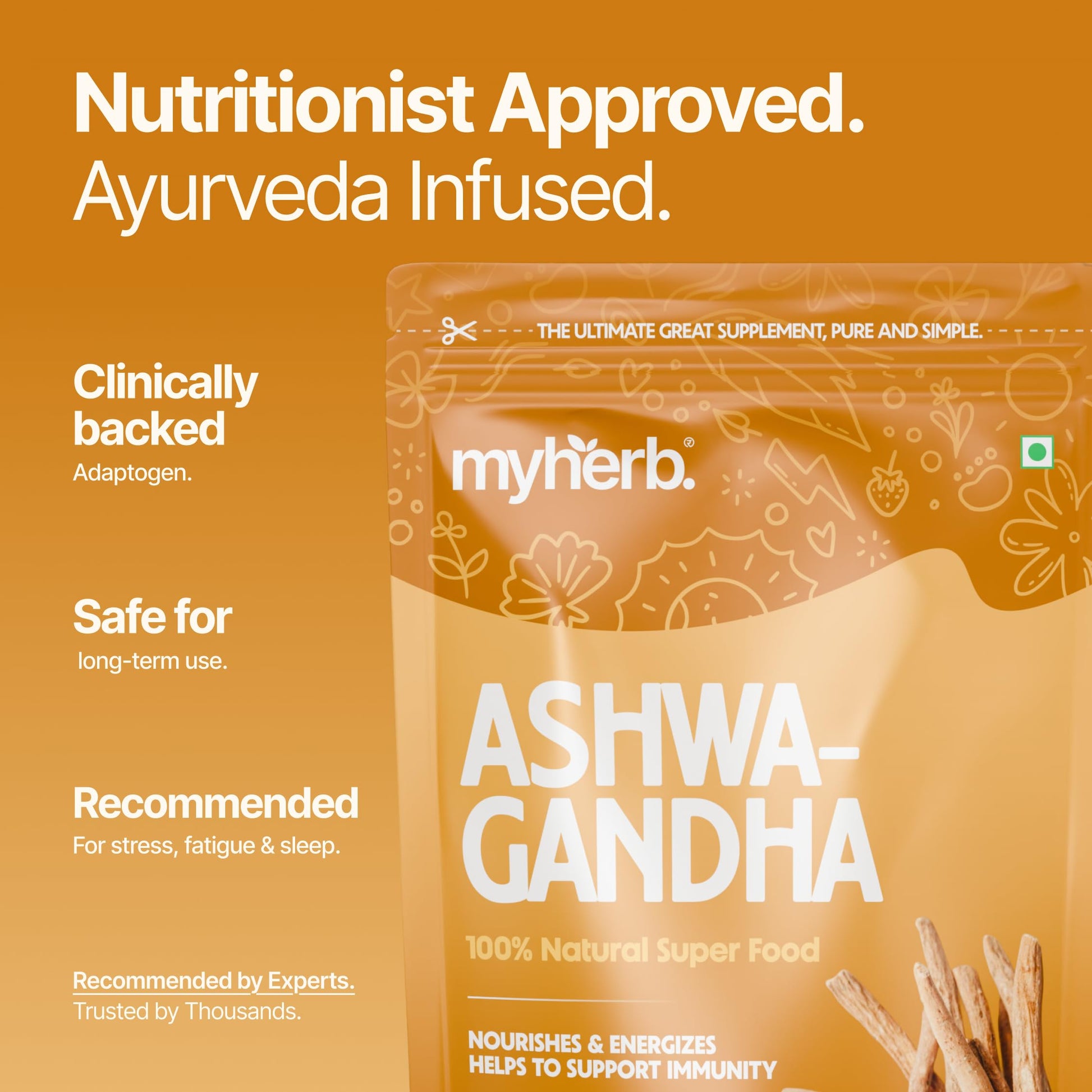 MYHERB Natural Organic Ashwagandha Powder, Herbal Supplement, 100g / 227g, Withania Somnifera - label detail (11)
