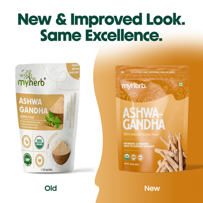 MYHERB Natural Organic Ashwagandha Powder, Herbal Supplement, 100g / 227g, Withania Somnifera - back view (9)