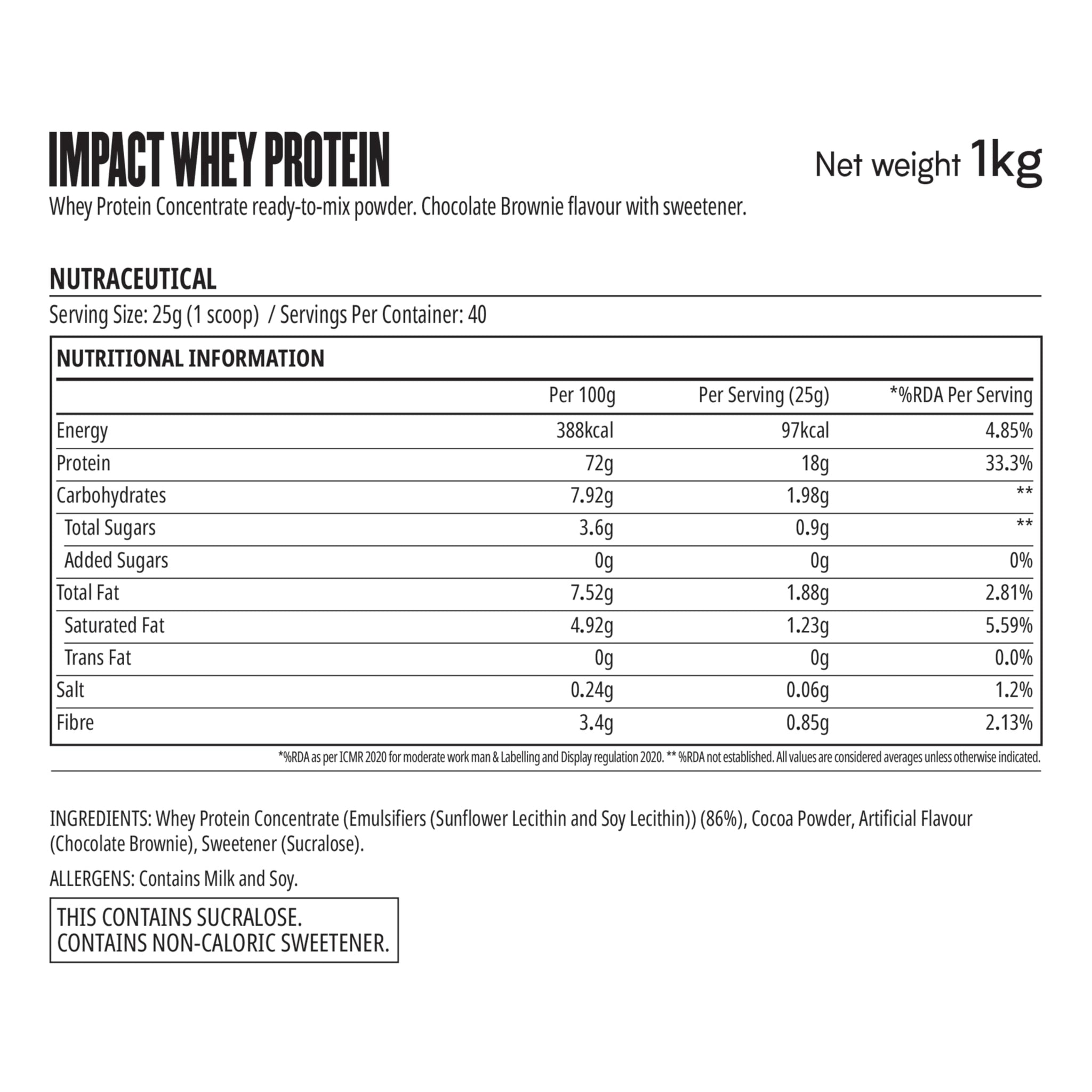 Myprotein Impact Whey Protein Concentrate Powder, 1 kg, Whey Protein Supplement - label detail (9)