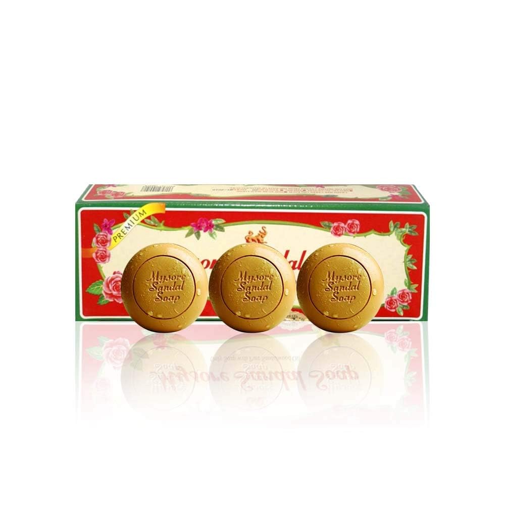 Mysore Sandal Original Bathing Soap Pack of 3, 450g (150g each), Sandalwood Scent, Solid Soap Bars - packaging