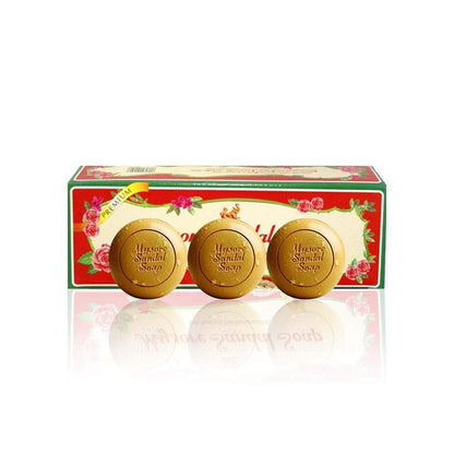 Mysore Sandal Original Bathing Soap Pack of 3, 450g (150g each), Sandalwood Scent, Solid Soap Bars - packaging