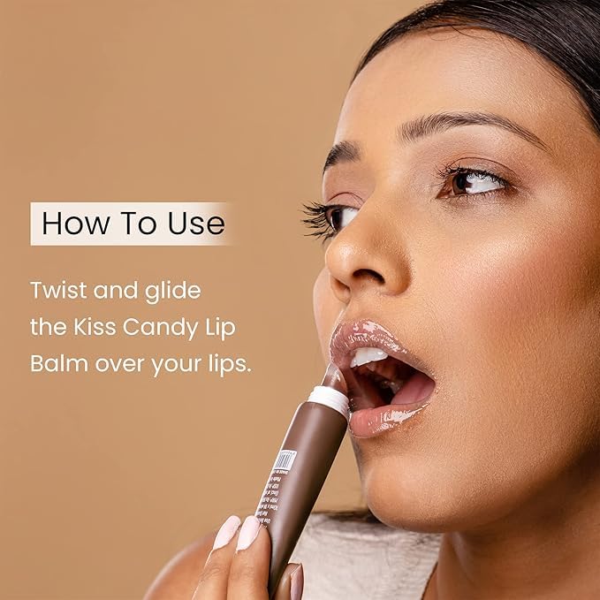 NAGLAXMI BEAUTY Swiss Buty Kiss Kandy Lip Balm with Olive Oil, 10ml, Moisturising Non-Sticky Lip Balm - label detail