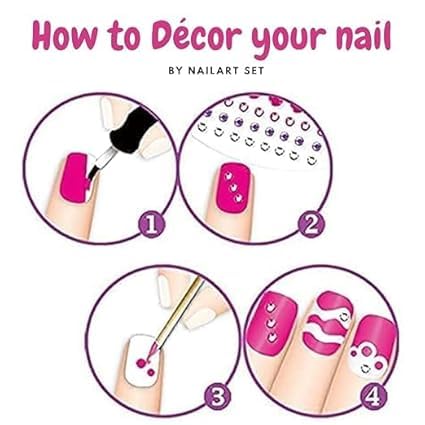 Nail Art Kit for Kids - 12 Nail Sets, 100 Decor Dust, Nail Polish - Washable Play Makeup Set - front view