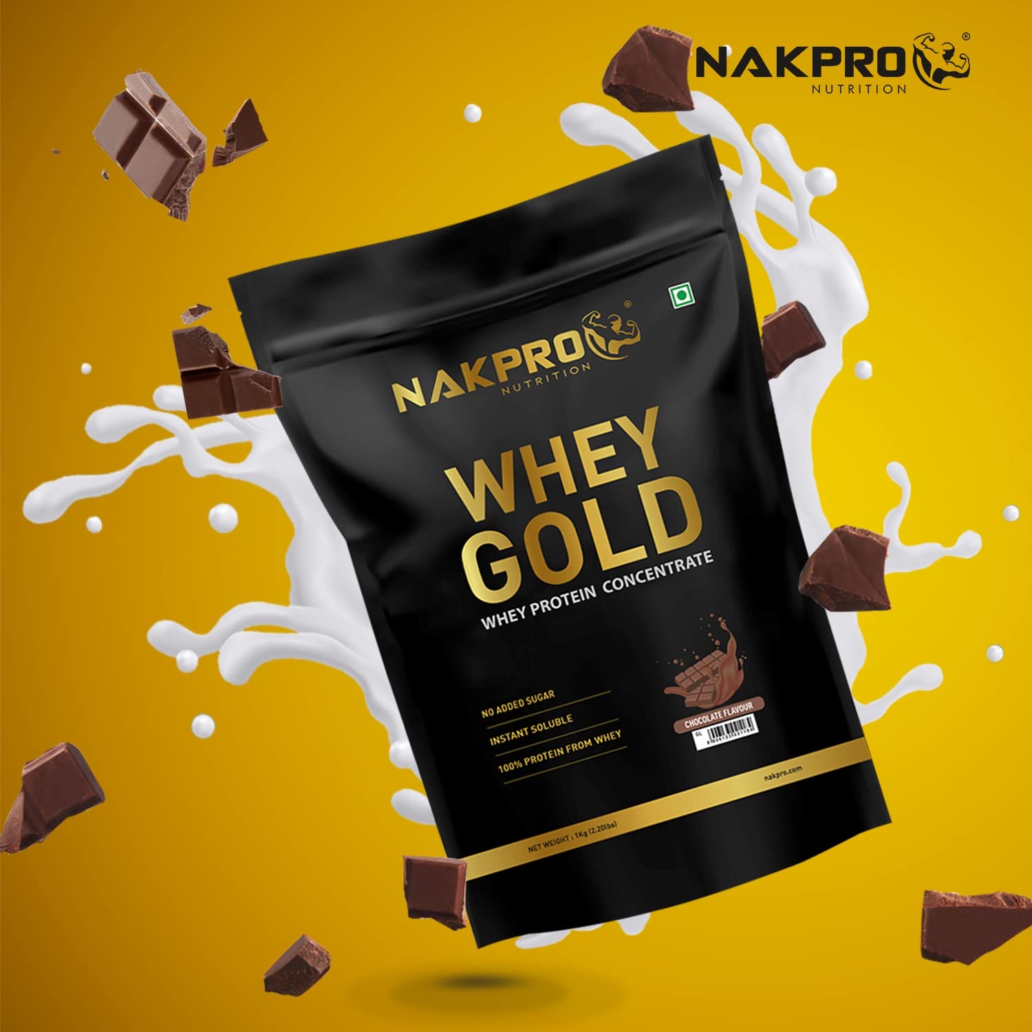 NAKPRO Gold Whey Protein Powder, Ultra-Filtered WPC and Cross-Flow WPI Blend, Adult Nutrition Supplement, 25.5g Protein Per S