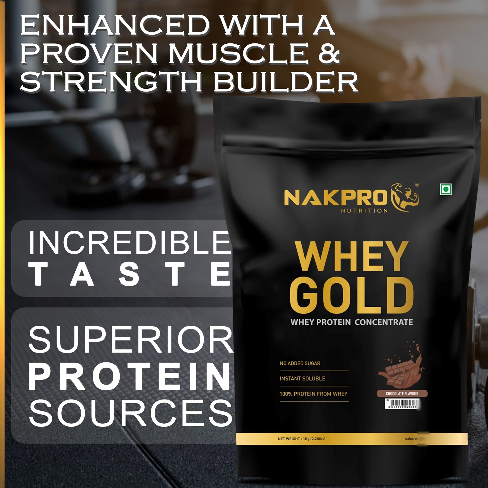 NAKPRO Gold Whey Protein Powder, Ultra-Filtered WPC and Cross-Flow WPI Blend, Adult Nutrition Supplement, 25.5g Protein Per S