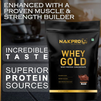 NAKPRO Gold Whey Protein Powder, Ultra-Filtered WPC and Cross-Flow WPI Blend, Adult Nutrition Supplement, 25.5g Protein Per S