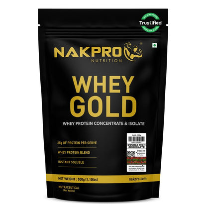 NAKPRO Gold Whey Protein Powder, Ultra-Filtered WPC and Cross-Flow WPI Blend, Adult Nutrition Supplement, 25.5g Protein Per S