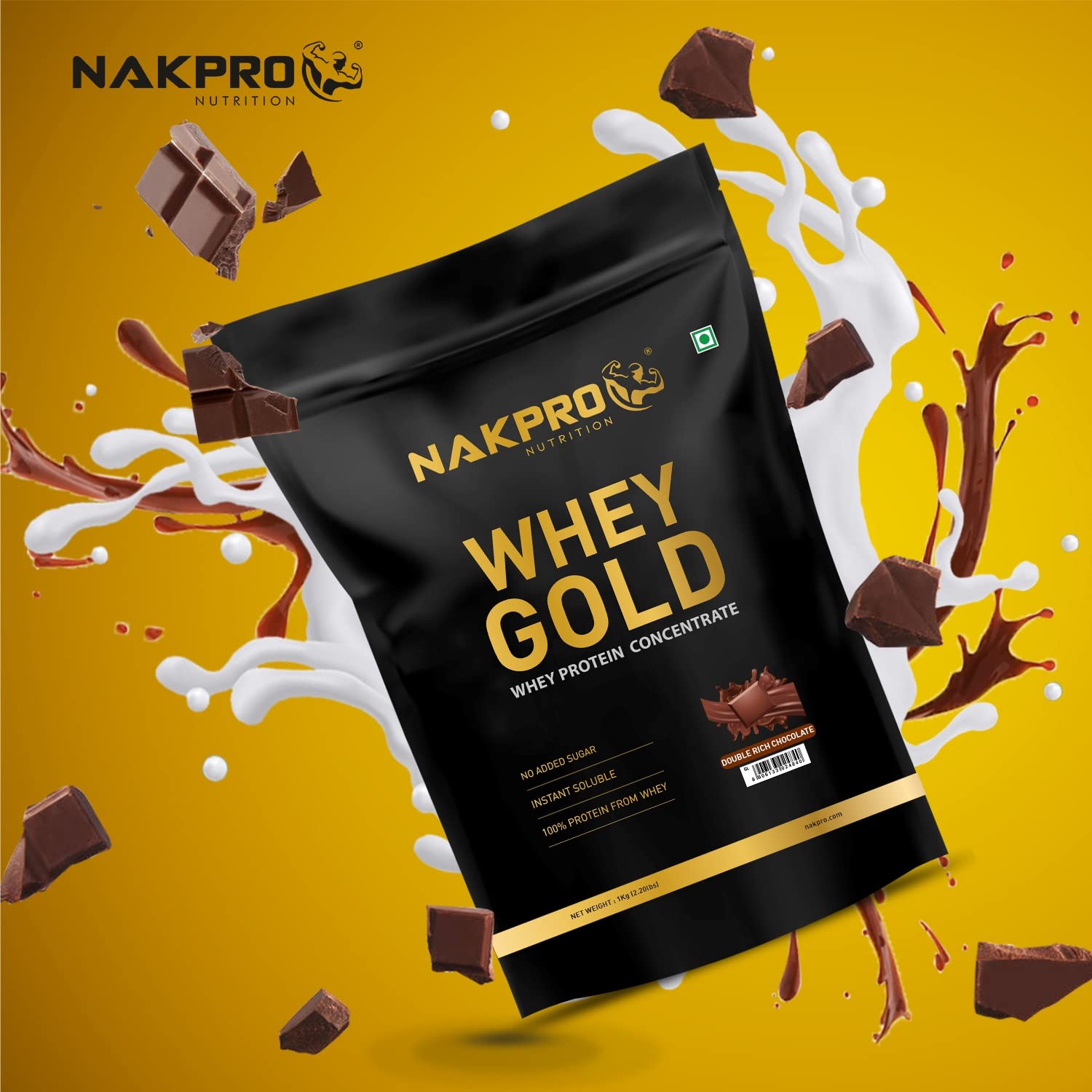NAKPRO Gold Whey Protein Powder, Ultra-Filtered WPC and Cross-Flow WPI Blend, Adult Nutrition Supplement, 25.5g Protein Per S