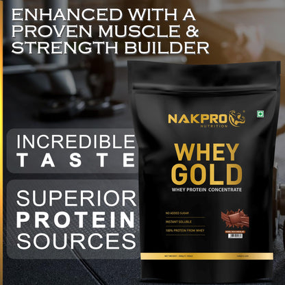 NAKPRO Gold Whey Protein Powder, Ultra-Filtered WPC and Cross-Flow WPI Blend, Adult Nutrition Supplement, 25.5g Protein Per S