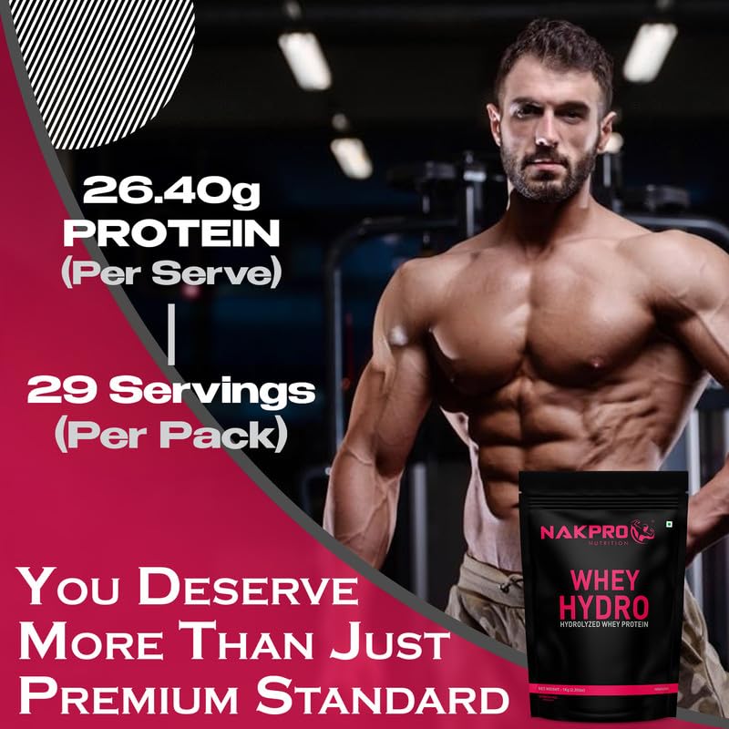 NAKPRO HYDRO Hydrolyzed Whey Protein Powder, 1kg, Dietary Supplement for Adults - packaging (12)