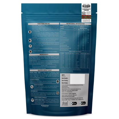 NAKPRO Impact Whey Protein Powder, 1 kg, Isolate & Concentrate Blend with Digestive Enzymes, Vitamins & Minerals - front view