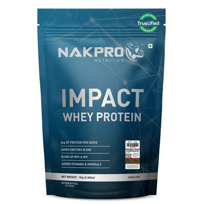 NAKPRO Impact Whey Protein Powder, 1 kg, Isolate & Concentrate Blend with Digestive Enzymes, Vitamins & Minerals (6)