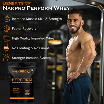 NAKPRO NUTRITION Perform Whey Protein Concentrate, 1kg Banana Flavor, 24g Protein Per 37g Scoop, Adult Powder Supplement - cl
