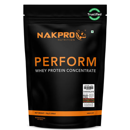 NAKPRO NUTRITION Perform Whey Protein Concentrate, 1kg Banana Flavor, 24g Protein Per 37g Scoop, Adult Powder Supplement (12)