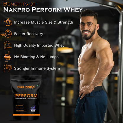 NAKPRO NUTRITION Perform Whey Protein Concentrate, 1kg Banana Flavor, 24g Protein Per 37g Scoop, Adult Powder Supplement - la