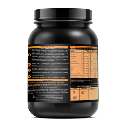 NAKPRO Nutrition Perform Whey Protein Concentrate, 1kg Chocolate Jar, 24g Protein, Trustified Certified - back view