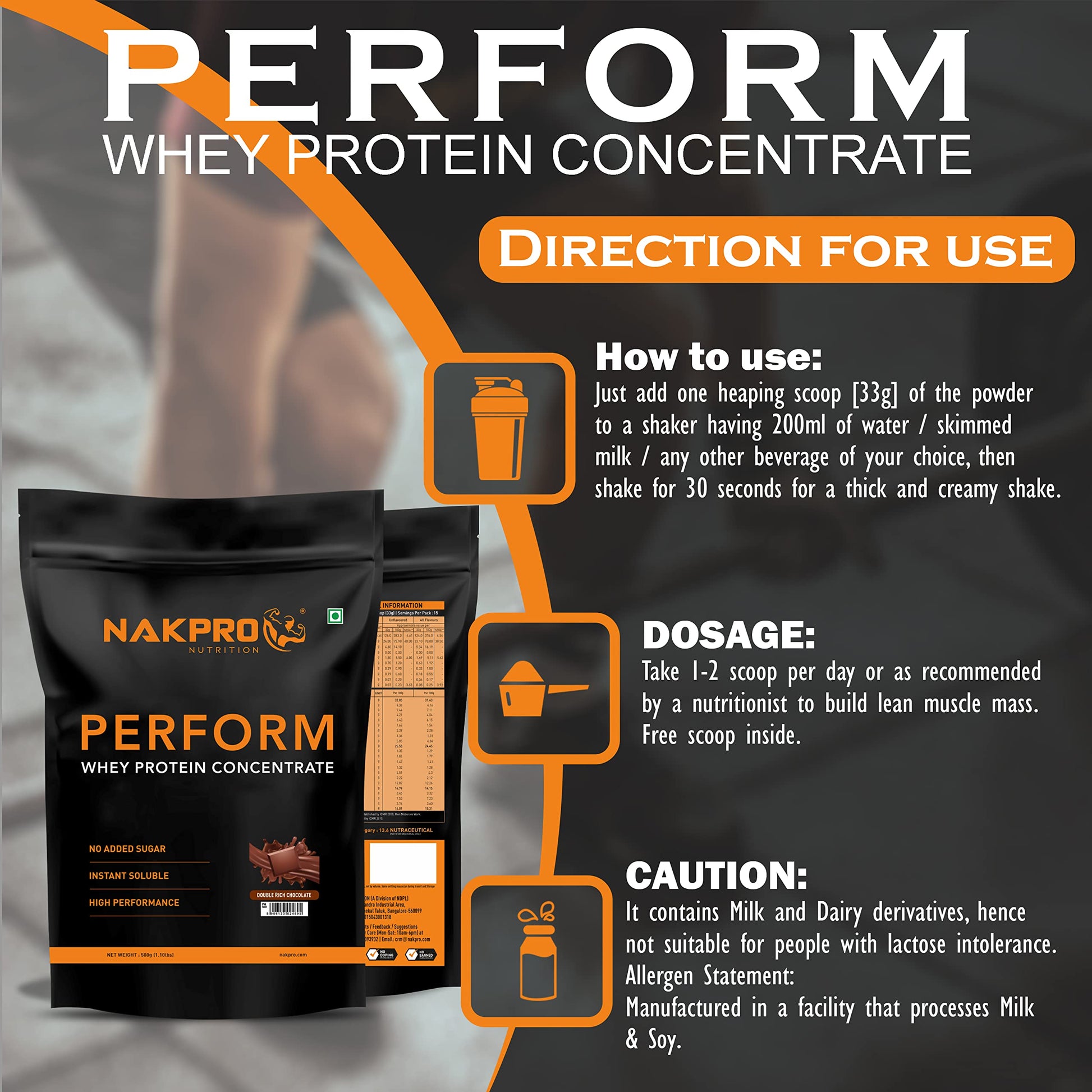 NAKPRO Perform Whey Protein Concentrate, Ultra-Filtered Whey Protein Powder Supplement, Adult Nutrition - back view (16)
