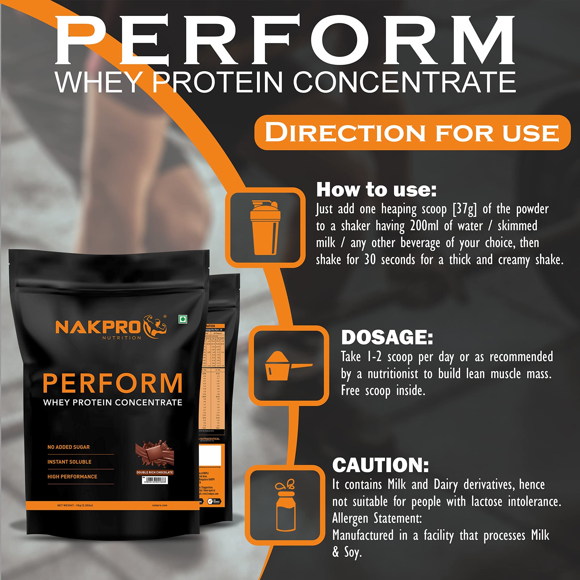 NAKPRO Perform Whey Protein Concentrate, Ultra-Filtered Whey Protein Powder Supplement, Adult Nutrition - back view (20)