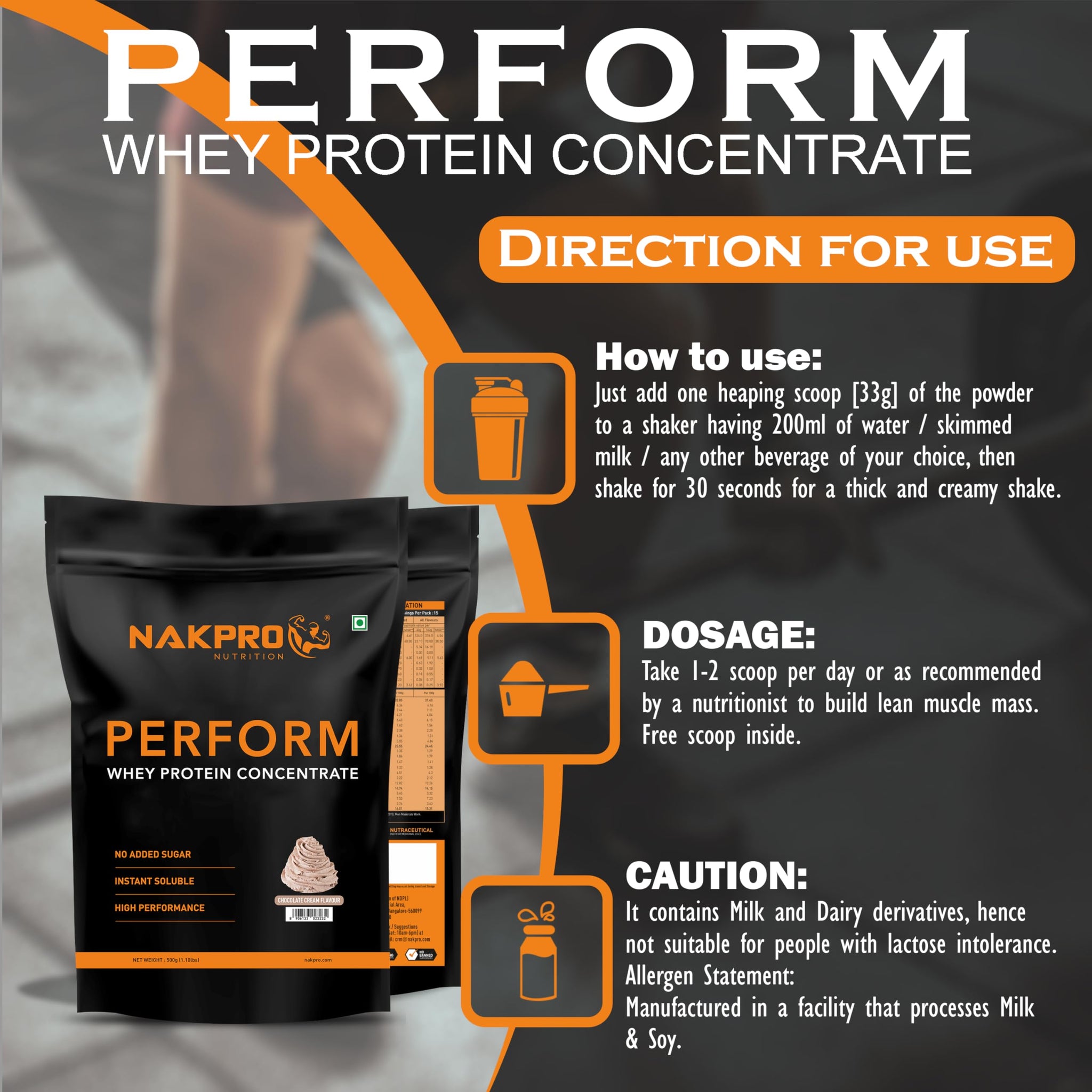 NAKPRO Perform Whey Protein Concentrate, Ultra-Filtered Whey Protein Powder Supplement, Adult Nutrition - back view (8)