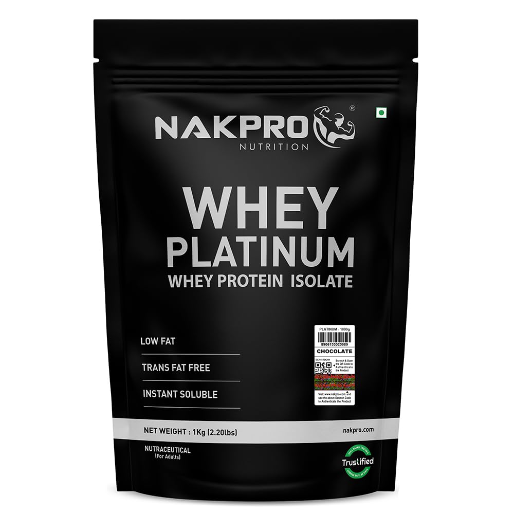 NAKPRO Platinum Whey Protein Isolate Powder, Cross-Flow Filtered, Trustified Certified, Adult Formula (10)