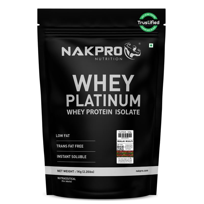 NAKPRO Platinum Whey Protein Isolate Powder, Cross-Flow Filtered, Trustified Certified, Adult Formula (16)