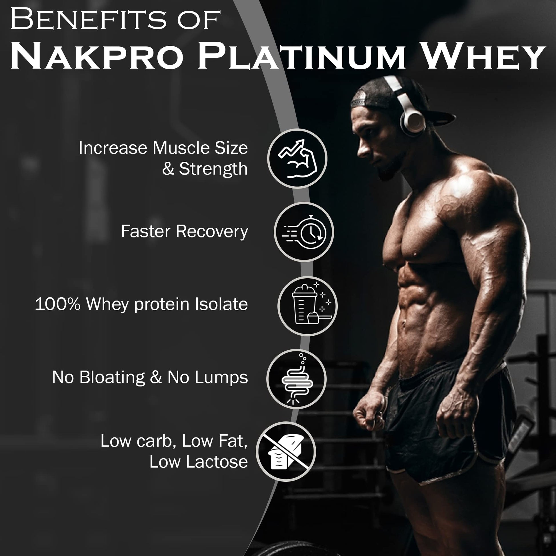 NAKPRO Platinum Whey Protein Isolate Powder, Cross-Flow Filtered, Trustified Certified, Adult Formula - back view