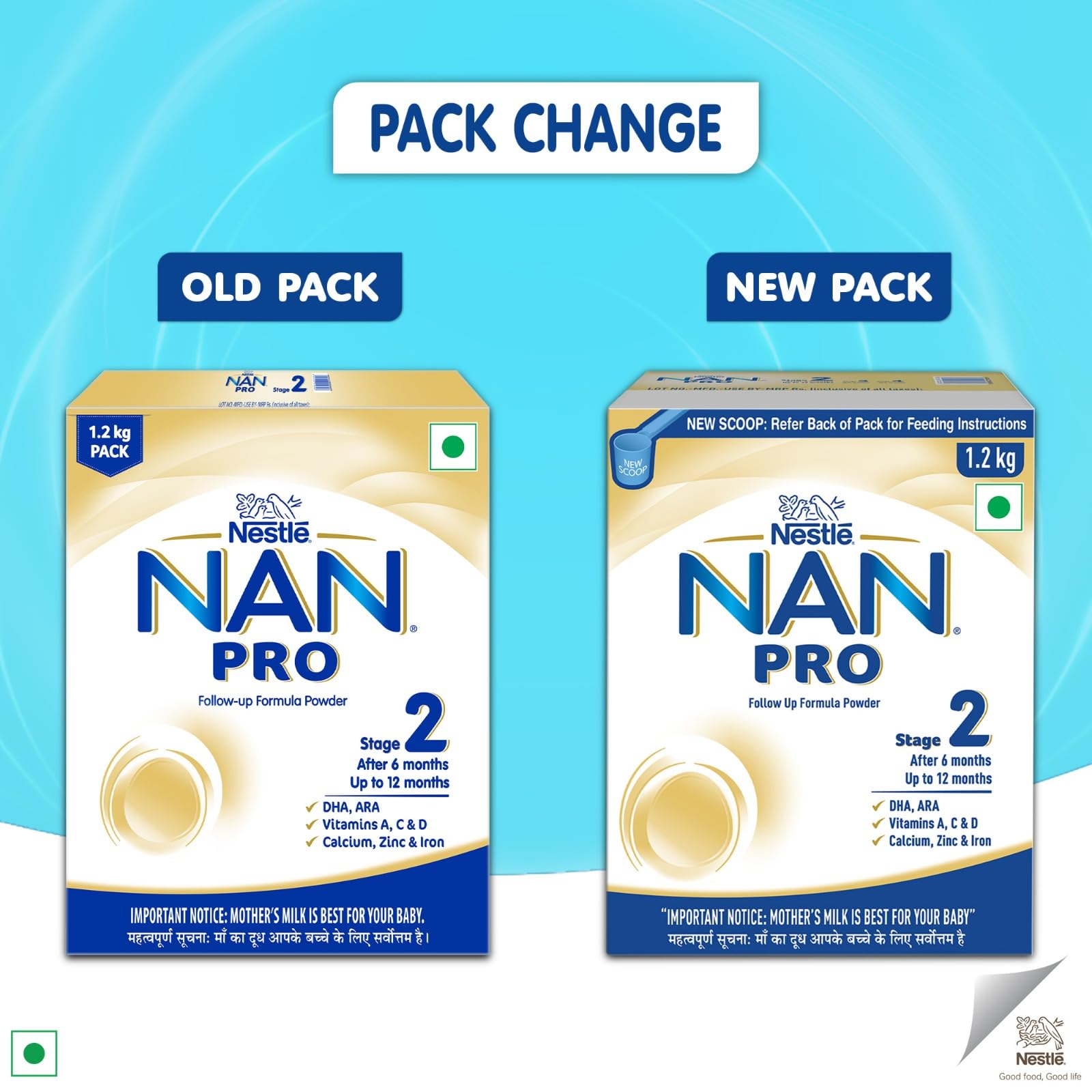 NAN PRO Stage 2 Follow-Up Formula Milk Powder with DHA and Iron, After 6 Months to 12 Months - front view