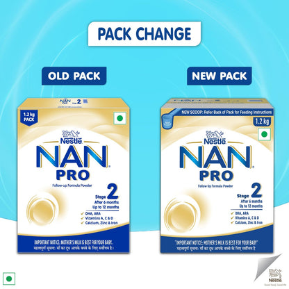 NAN PRO Stage 2 Follow-Up Formula Milk Powder with DHA and Iron, After 6 Months to 12 Months - front view