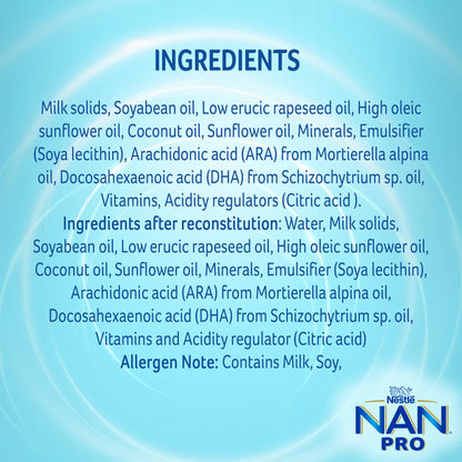 NAN PRO Stage 2 Follow-Up Formula Milk Powder with DHA and Iron, After 6 Months to 12 Months - label detail