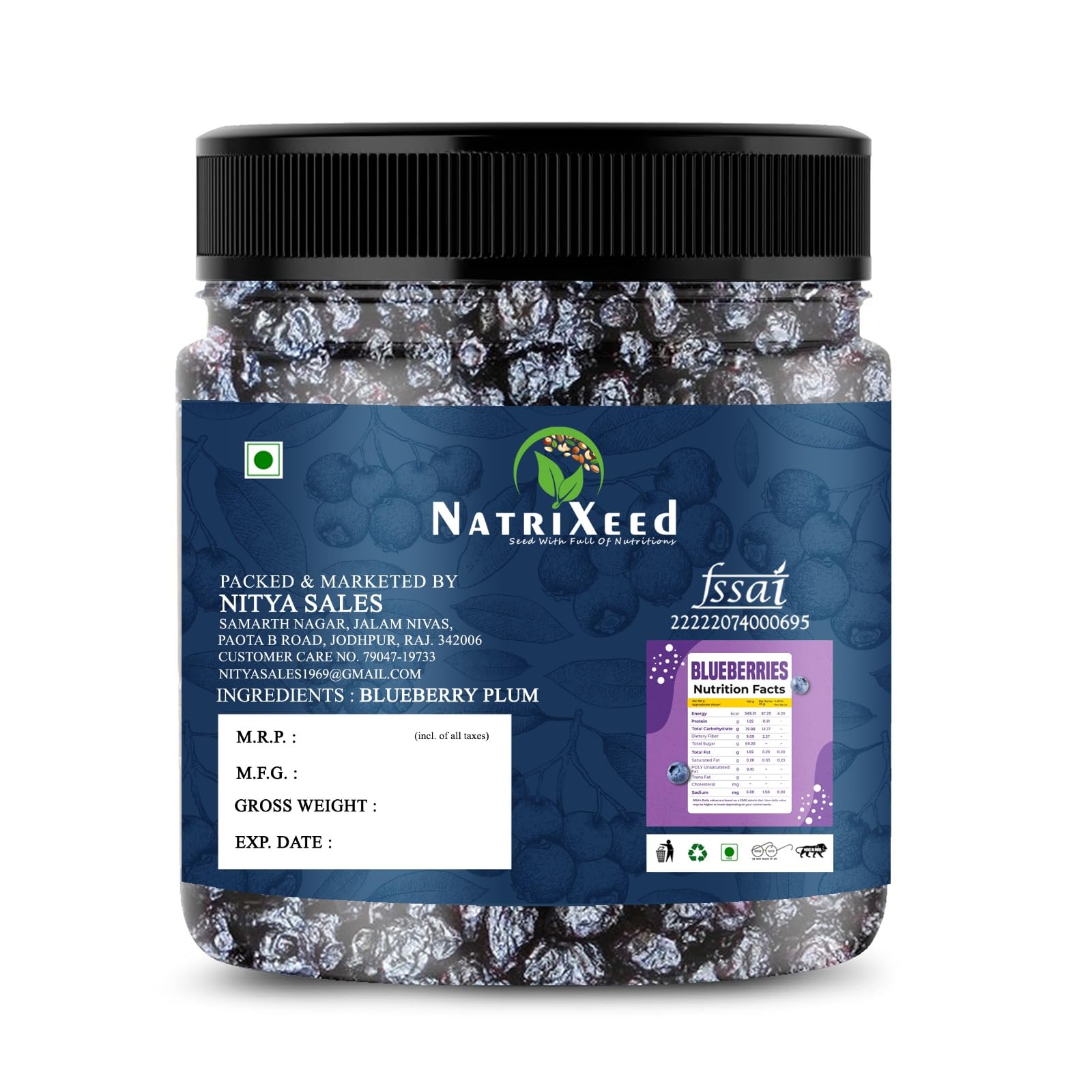 NatriXeed Blueberry Plum Dry Fruits | Naturally Sweet, Fresh & Juicy | Rich in Fiber, Minerals & Vitamins | Tasty & Healthy S