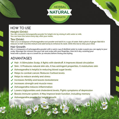 Natural and Herbal Products Ashwagandha (Withania Somnifera) Herbal Powder, 100g - close-up detail