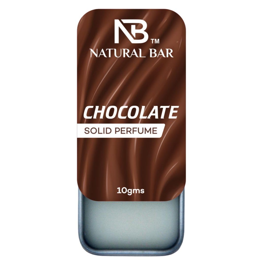 NATURAL BAR Alcohol-Free Solid Perfume, Unisex Chocolate Scent, 150g, Travel Friendly Wax Cologne - front view