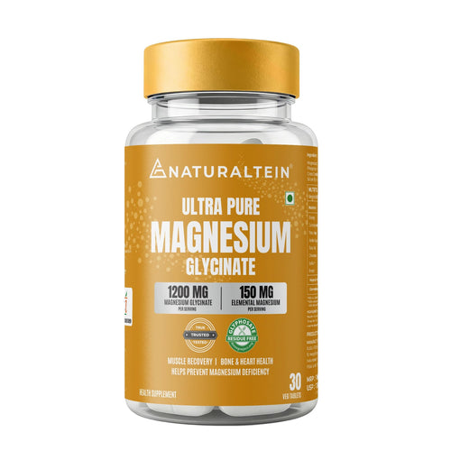 NATURALTEIN Magnesium Glycinate 1200mg, Chelated Mineral Supplement, 150mg Elemental Magnesium