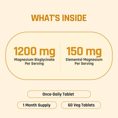 NATURALTEIN Magnesium Glycinate 1200mg, Chelated Mineral Supplement, 150mg Elemental Magnesium - ingredients panel (14)