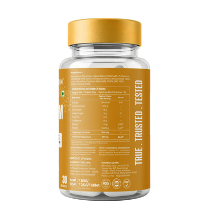 NATURALTEIN Magnesium Glycinate 1200mg, Chelated Mineral Supplement, 150mg Elemental Magnesium - front view