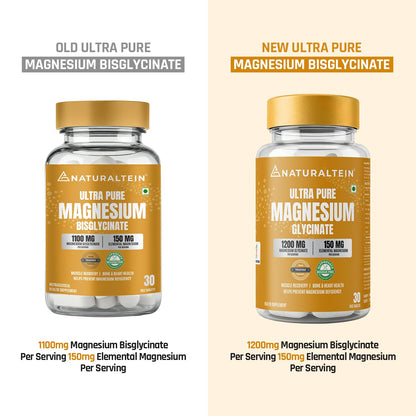 NATURALTEIN Magnesium Glycinate 1200mg, Chelated Mineral Supplement, 150mg Elemental Magnesium - label detail
