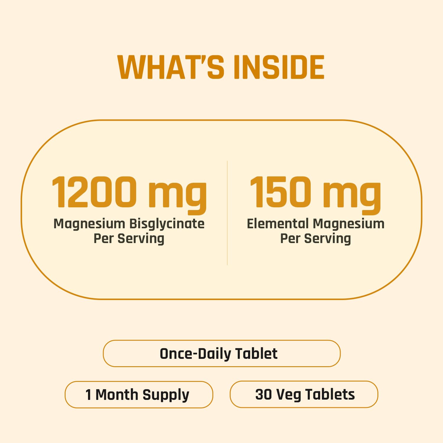 NATURALTEIN Magnesium Glycinate 1200mg, Chelated Mineral Supplement, 150mg Elemental Magnesium - ingredients panel