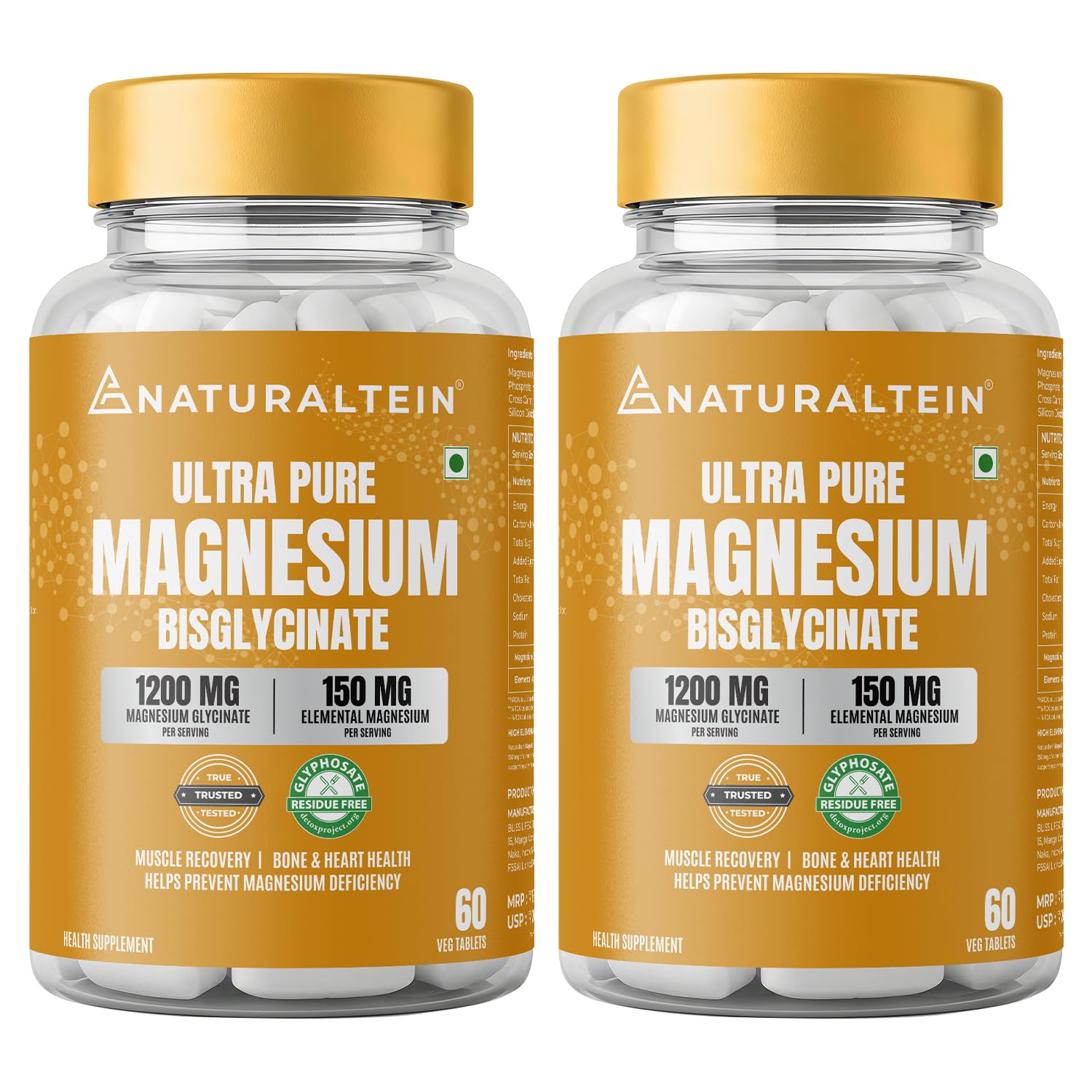 NATURALTEIN Magnesium Glycinate 1200mg, Chelated Mineral Supplement, 150mg Elemental Magnesium (9)