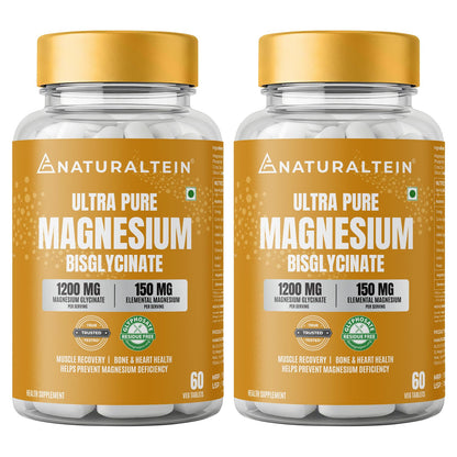NATURALTEIN Magnesium Glycinate 1200mg, Chelated Mineral Supplement, 150mg Elemental Magnesium (9)