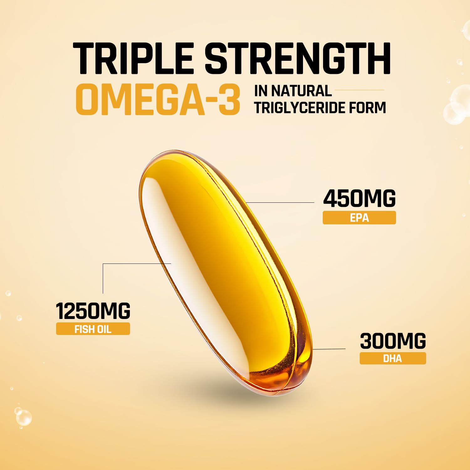 NATURALTEIN Omega-3 Fish Oil Softgels, Triple Strength 1250mg, with Vitamin D3 & E, Triglyceride Form, Glyphosate-Free - pack