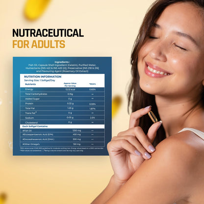 NATURALTEIN Omega-3 Fish Oil Softgels, Triple Strength 1250mg, with Vitamin D3 & E, Triglyceride Form, Glyphosate-Free - clos