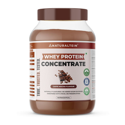 Naturaltein Whey Protein Concentrate Caffè Mocha, 1kg, 21g Protein, Non-GMO, Soy-Free, No Artificial Sweeteners