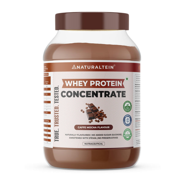 Naturaltein Whey Protein Concentrate Caffè Mocha, 1kg, 21g Protein, Non-GMO, Soy-Free, No Artificial Sweeteners
