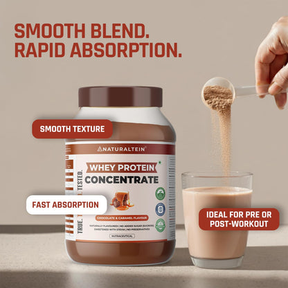 Naturaltein Whey Protein Concentrate Caffè Mocha, 1kg, 21g Protein, Non-GMO, Soy-Free, No Artificial Sweeteners - in use (16)