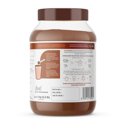 Naturaltein Whey Protein Concentrate Caffè Mocha, 1kg, 21g Protein, Non-GMO, Soy-Free, No Artificial Sweeteners - back view